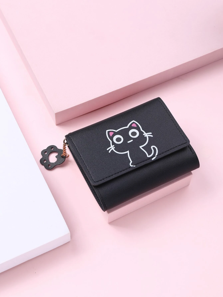 Billetera negra mini gato - 2590