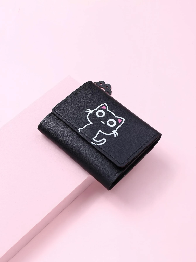 Billetera negra mini gato - 2590