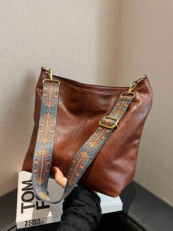 Cartera marrón cuerina estilo vintage - 3149