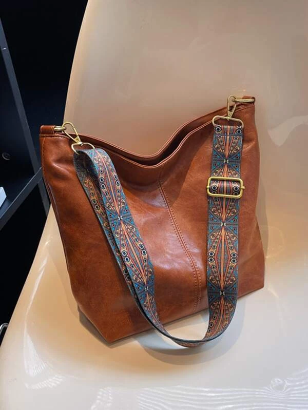 Cartera marrón cuerina estilo vintage - 3149