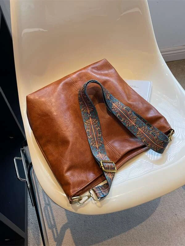 Cartera marrón cuerina estilo vintage - 3149