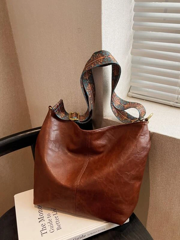 Cartera marrón cuerina estilo vintage - 3149