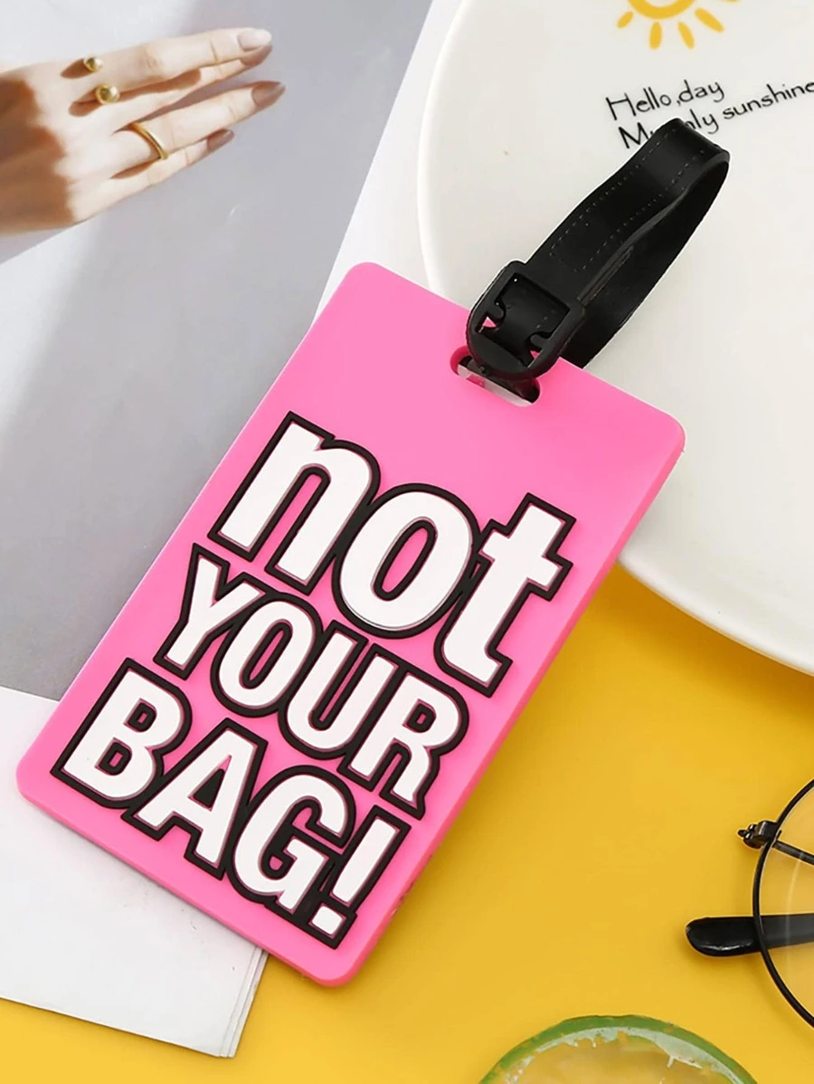 Etiqueta de equipaje rosa not your bag! - 3871