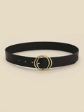 Cinturon negro hebilla de aros superpuestos - 4013