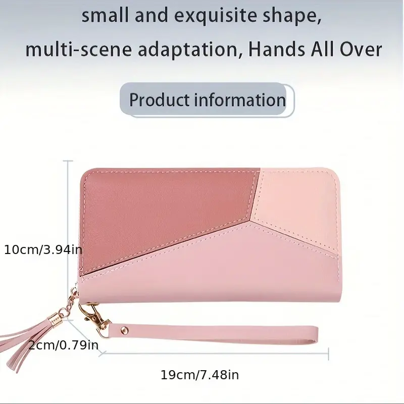 Billetera bloques multicolor tono rosa - 4082