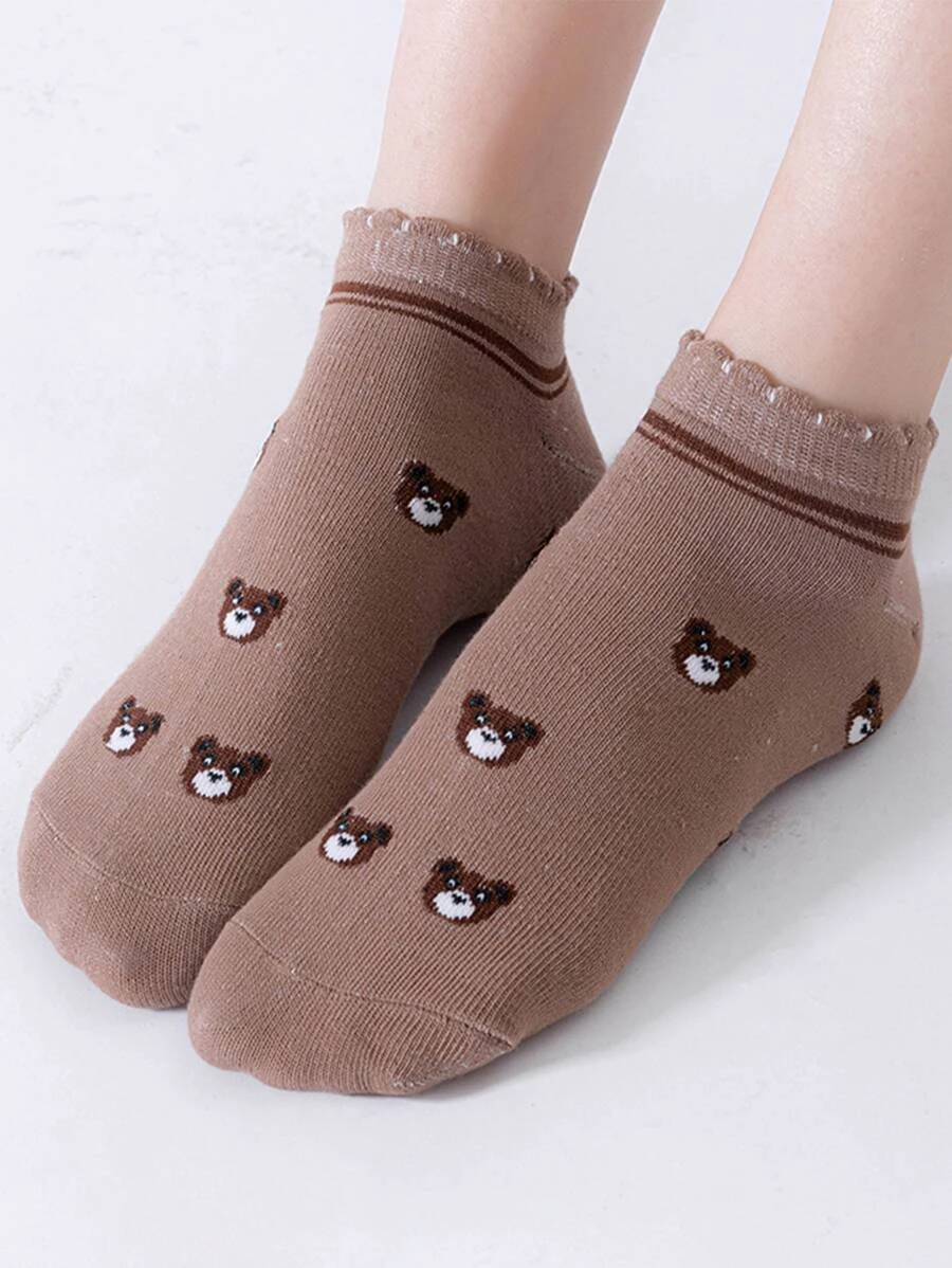 Calcetines 5 pack ositos blanco & café - 4088