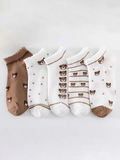 Calcetines 5 pack ositos blanco & café - 4088