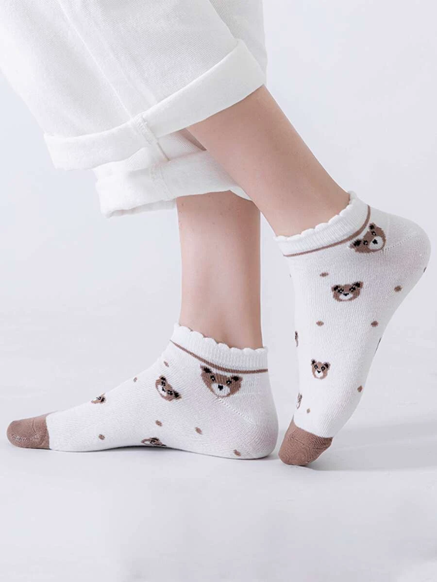 Calcetines 5 pack ositos blanco & café - 4088
