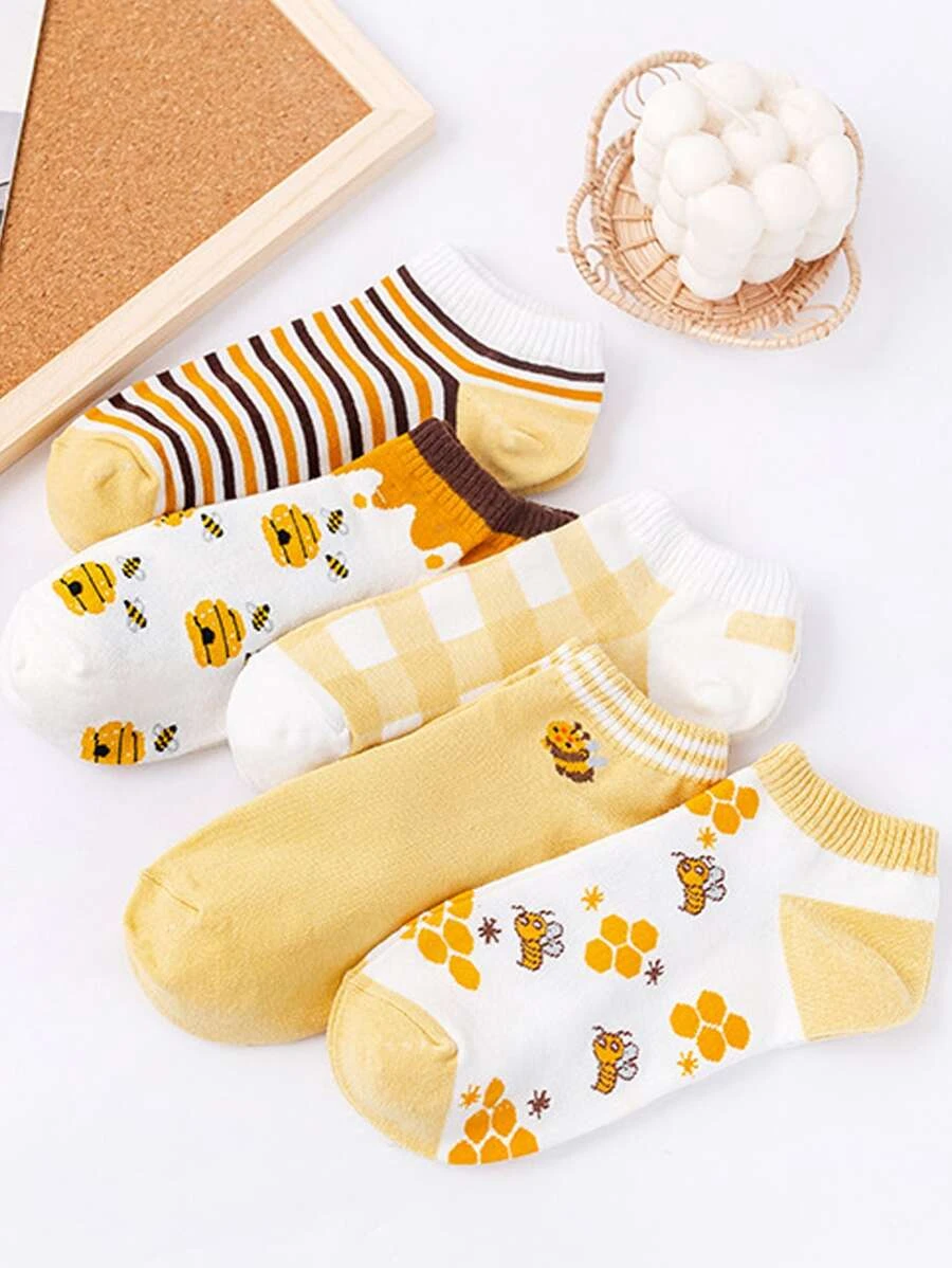 Calcetines 5 pack estampado abejita - 4092
