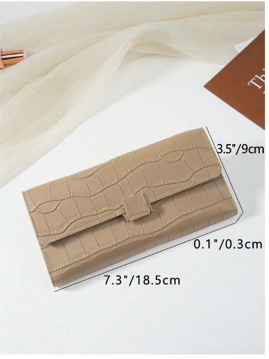 Billetera caqui con relieve de cocodrilo - 4623