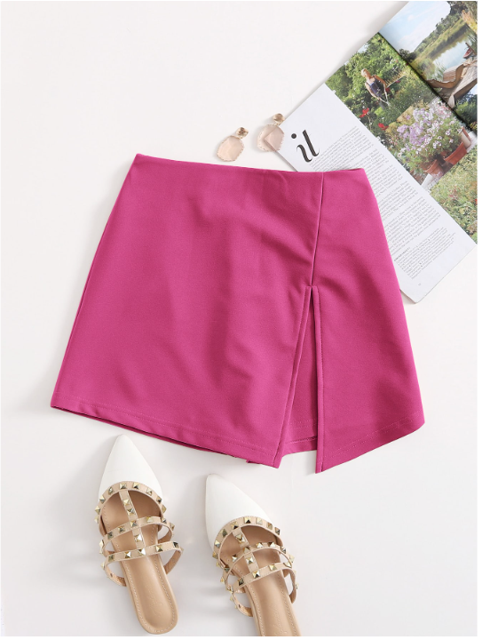 Skort rosa fucsia abertura en pierna - 4900