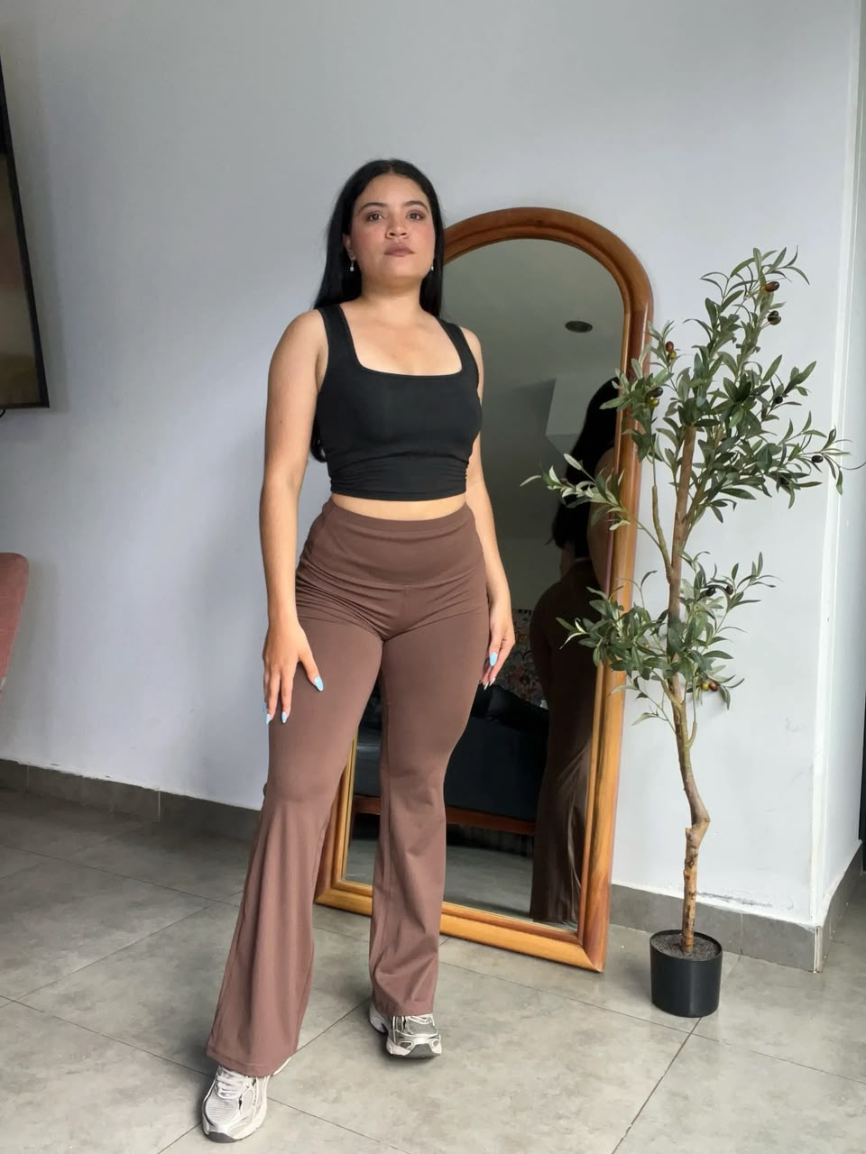 Pantalon flare strech ajuste en cintura & realce gluteos - 4975