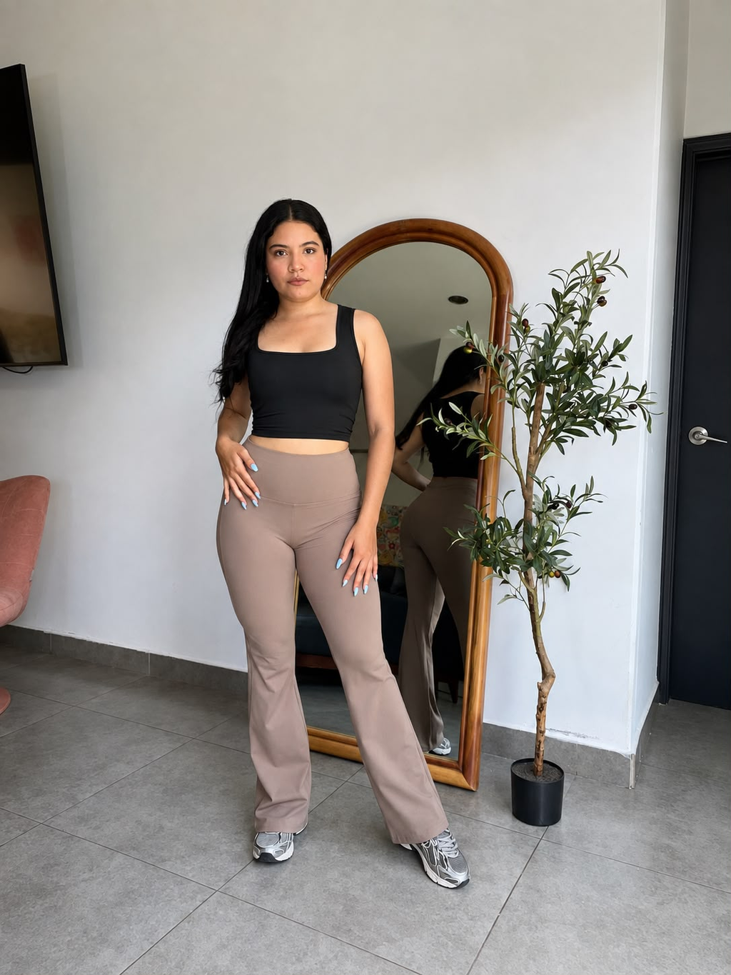 Pantalon flare strech ajuste en cintura & realce gluteos - 4975