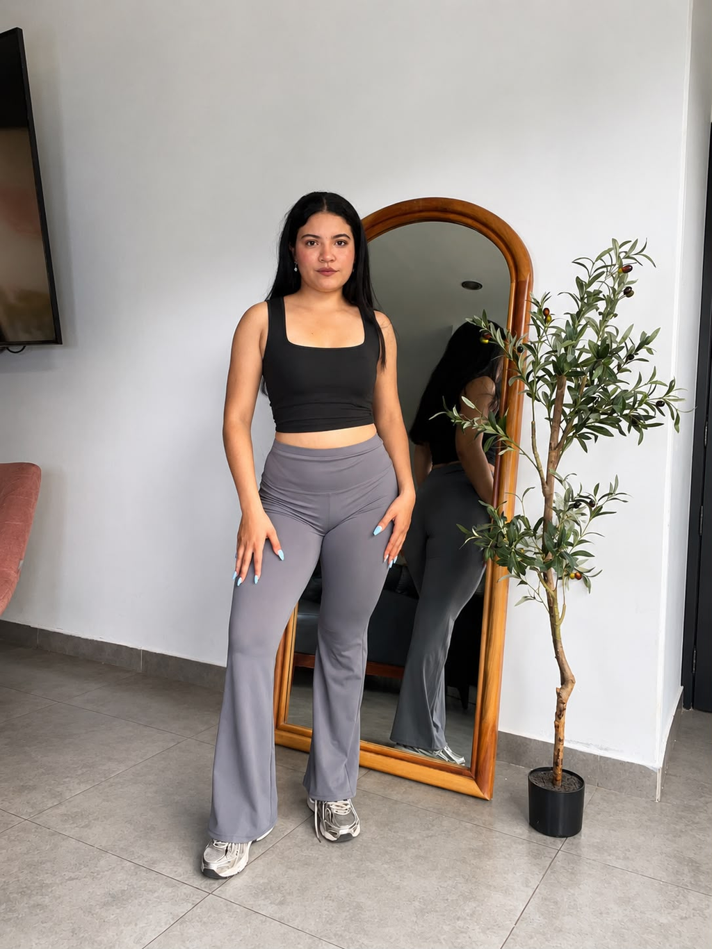 Pantalon flare strech ajuste en cintura & realce gluteos - 4975