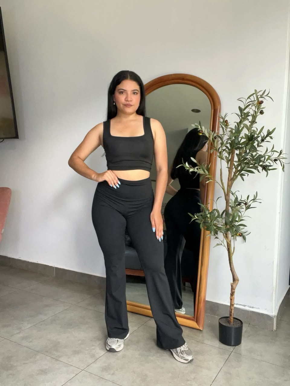 Pantalon flare strech ajuste en cintura & realce gluteos - 4975