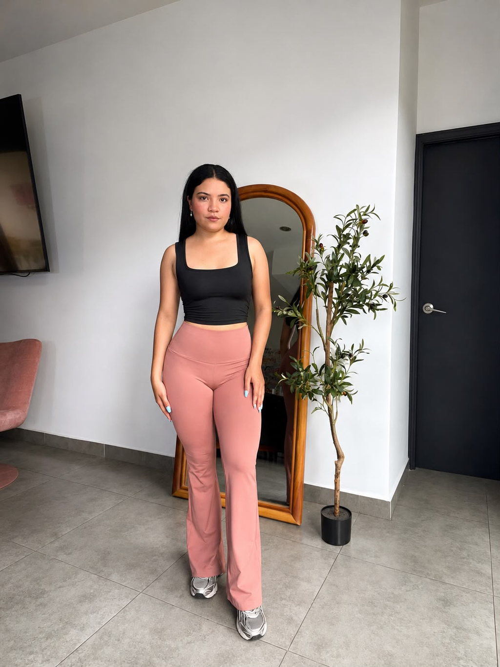 Pantalon flare strech ajuste en cintura & realce gluteos - 4975