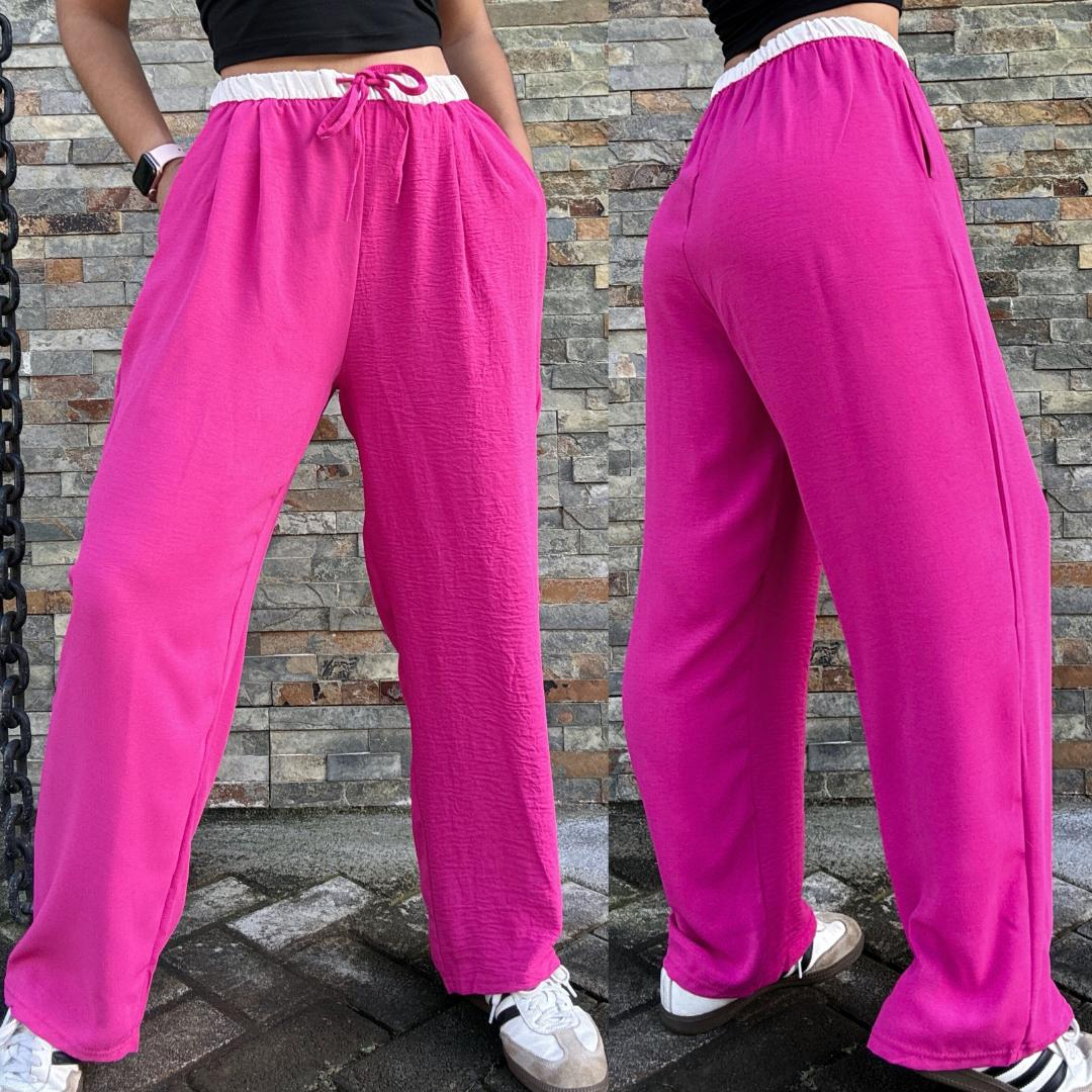 Pantalon boxer rosa fucsia pierna ancha elástico en cintura - 5013RF