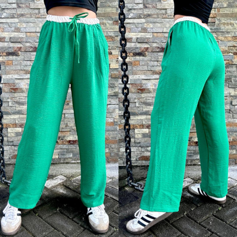 Pantalon boxer verde pierna ancha elástico en cintura - 5013V