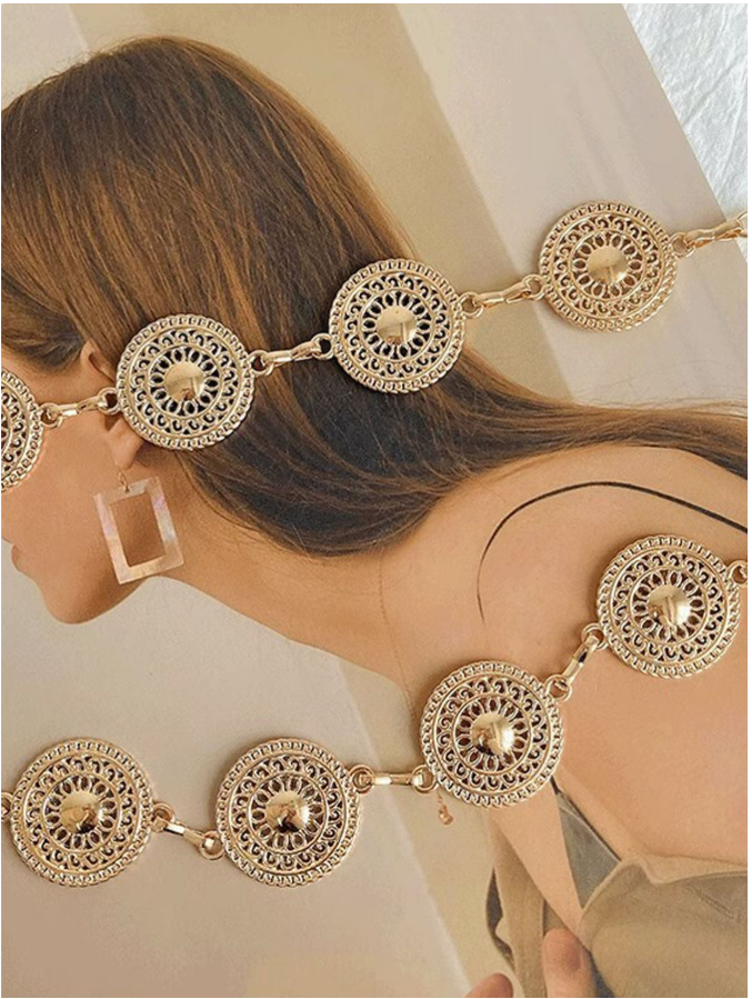 Cinturon tipo cadena detalles circulares - 5047