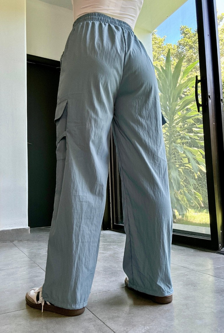 Pantalon cargo Azul con tiras laterales - 5142A