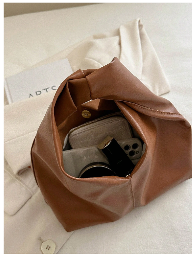 Cartera marrón agarre con doblez - 5284