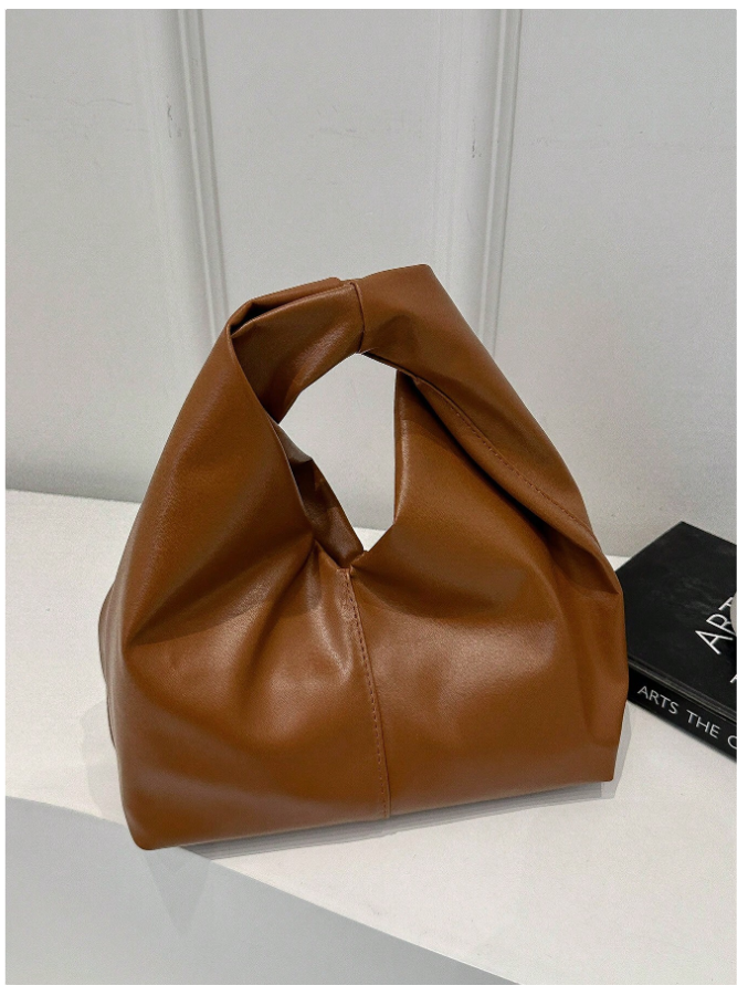 Cartera marrón agarre con doblez - 5284