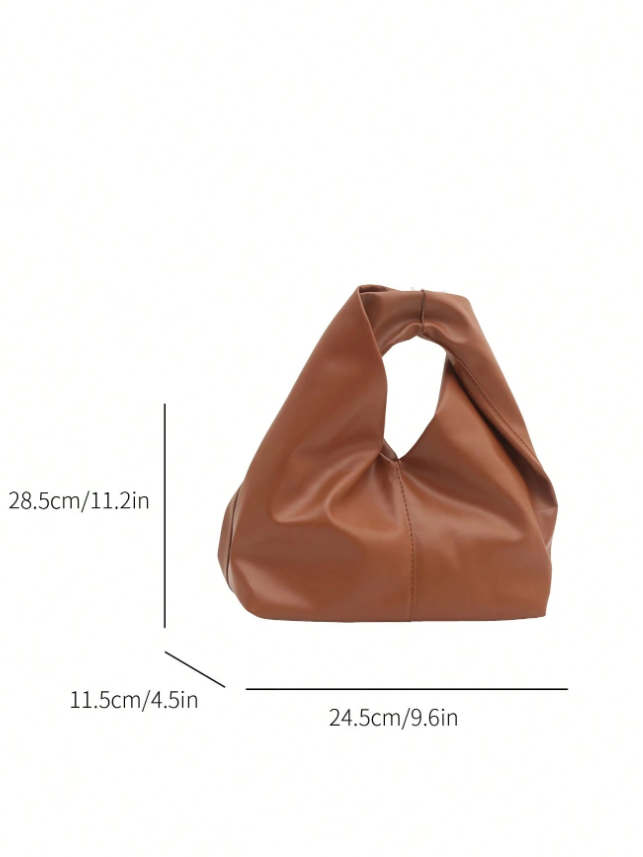 Cartera marrón agarre con doblez - 5284