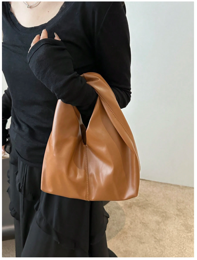 Cartera marrón agarre con doblez - 5284