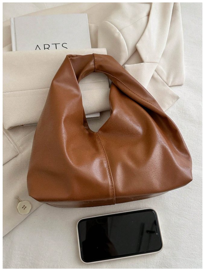 Cartera marrón agarre con doblez - 5284