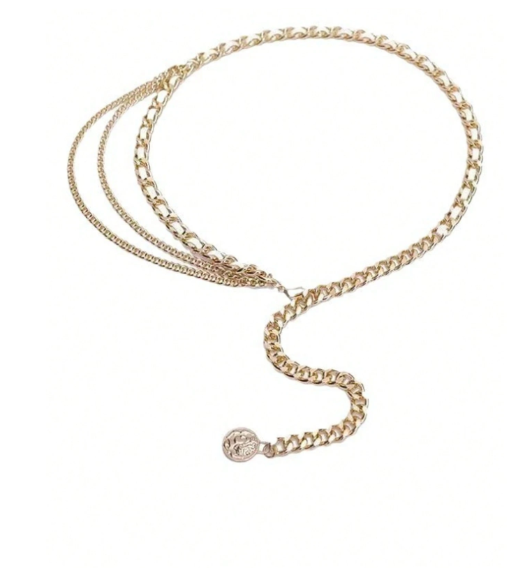 Cinturon tipo cadena dorada triple - 5285