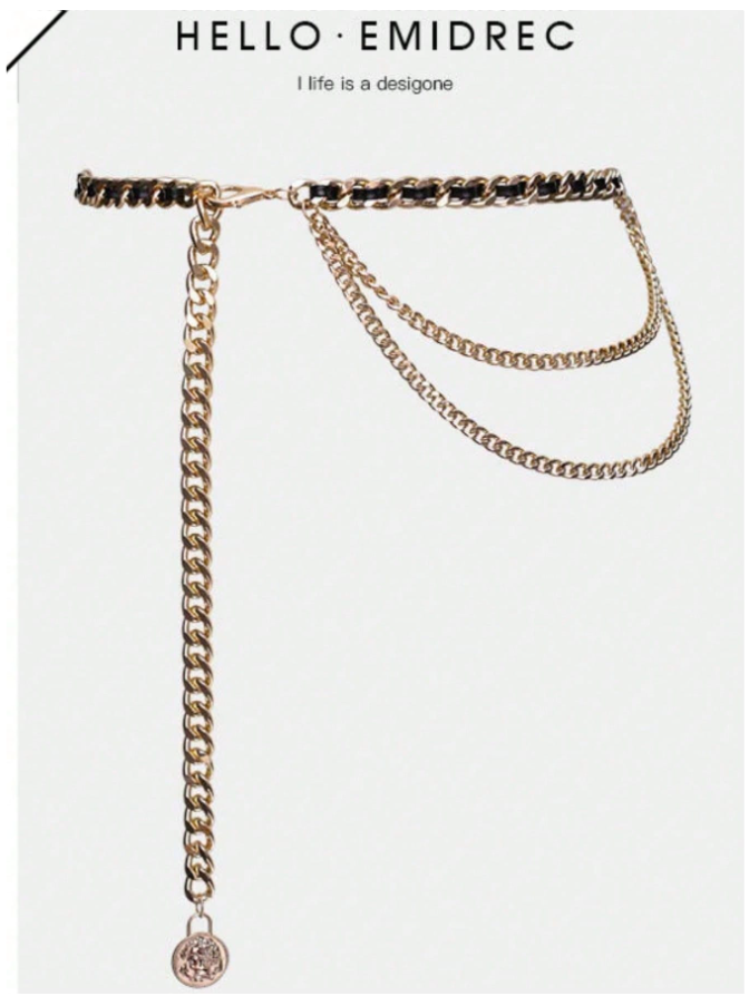 Cinturon tipo cadena dorada triple - 5285