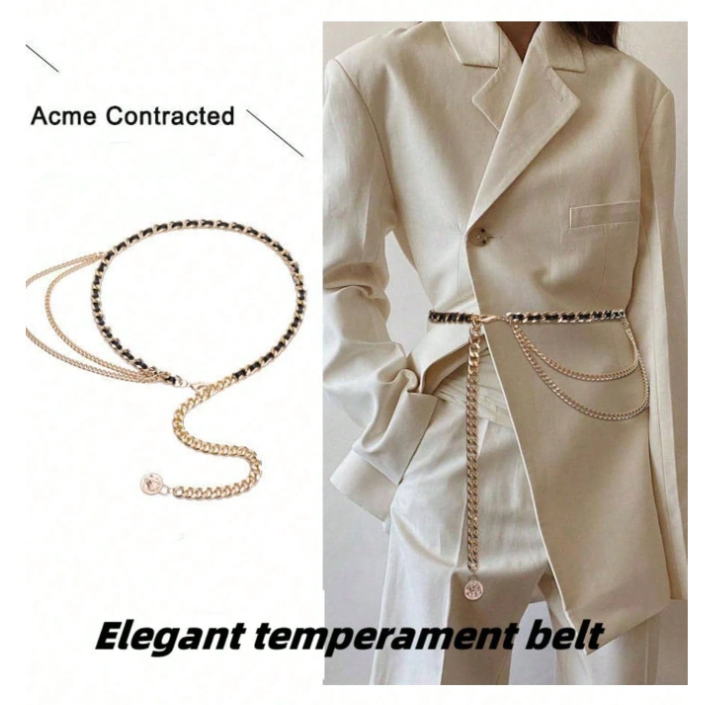 Cinturon tipo cadena dorada triple - 5285