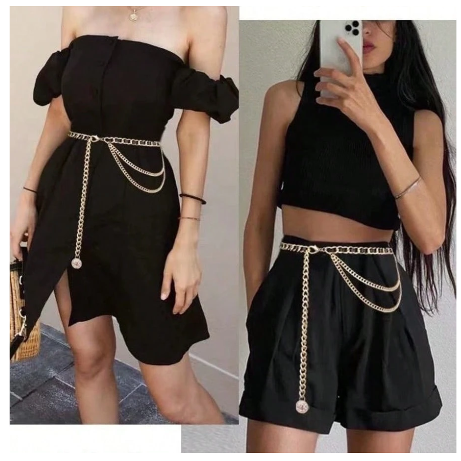 Cinturon tipo cadena dorada triple - 5285