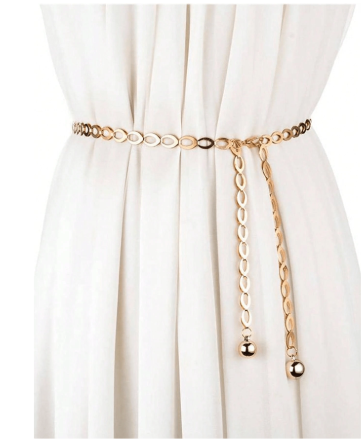 Cinturon tipo cadena dorada eslabones ovalados - 5286