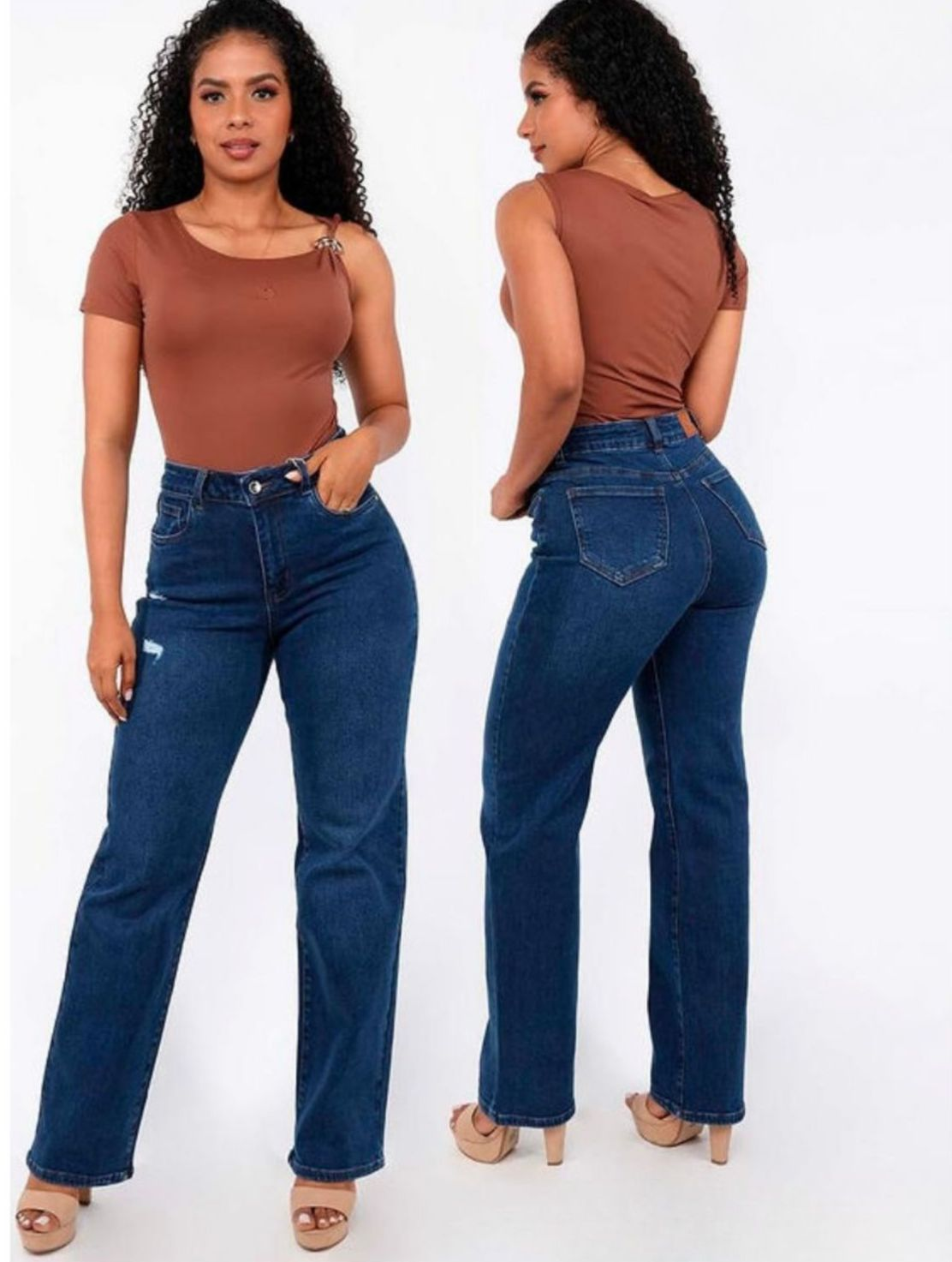 Pantalon pierna ancha desgaste en pierna chic royale - 5289