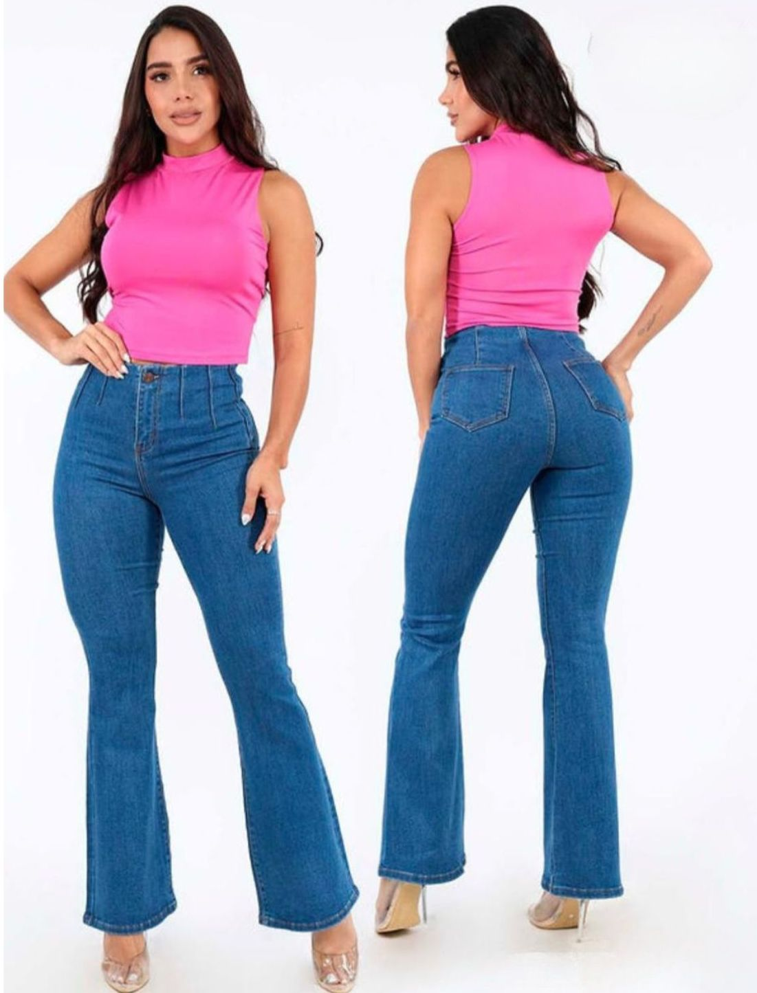 Pantalon flare fit pinzas en cintura talle alto chic royale - 5291