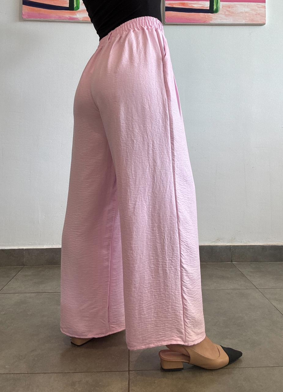 Pantalon rosa pierna ancha contira de ajuste en cintura - 5314R