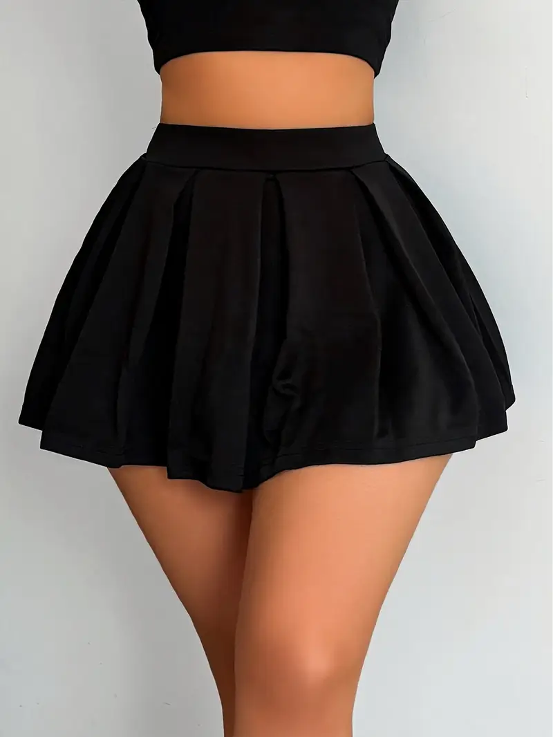 Falda negra mini con pliegues - 5405