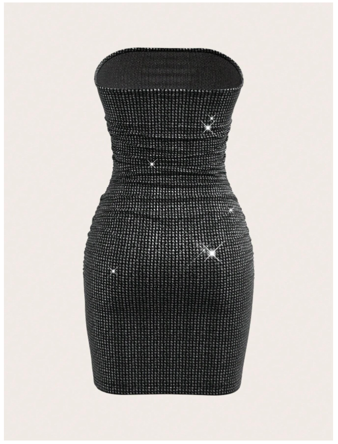 Vestido negro efecto metálico sin mangas - 5425