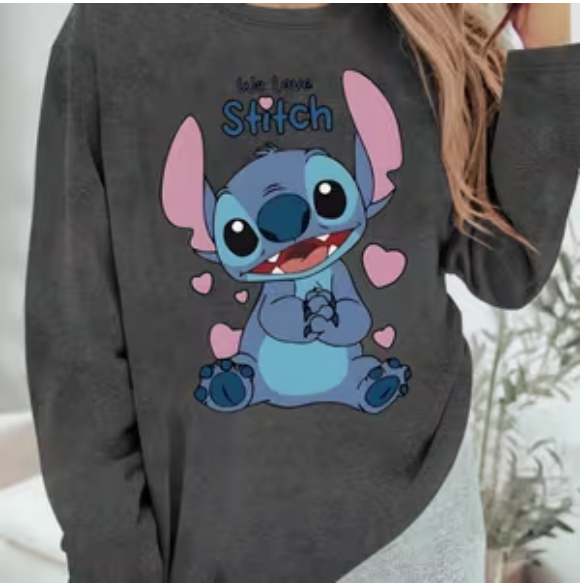 Camisa gris manga larga stich - 5436