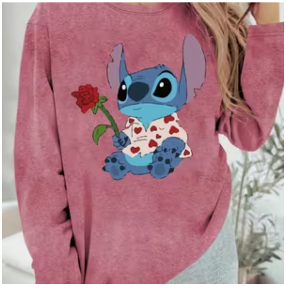 Camisa rosa manga larga stich - 5437