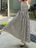 Vestido maxi a rayas blanco & negro hombros descubiertos - 5449