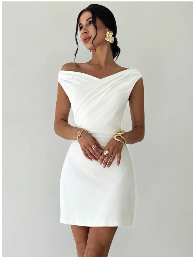 Vestido blanco cruzado en pecho - 5460