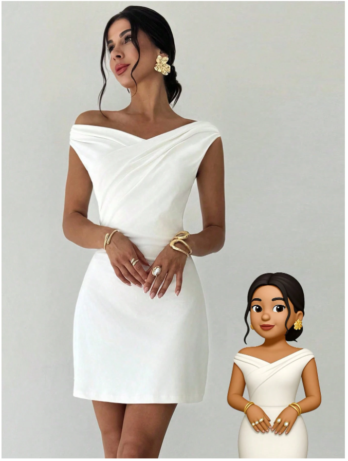 Vestido blanco cruzado en pecho - 5460