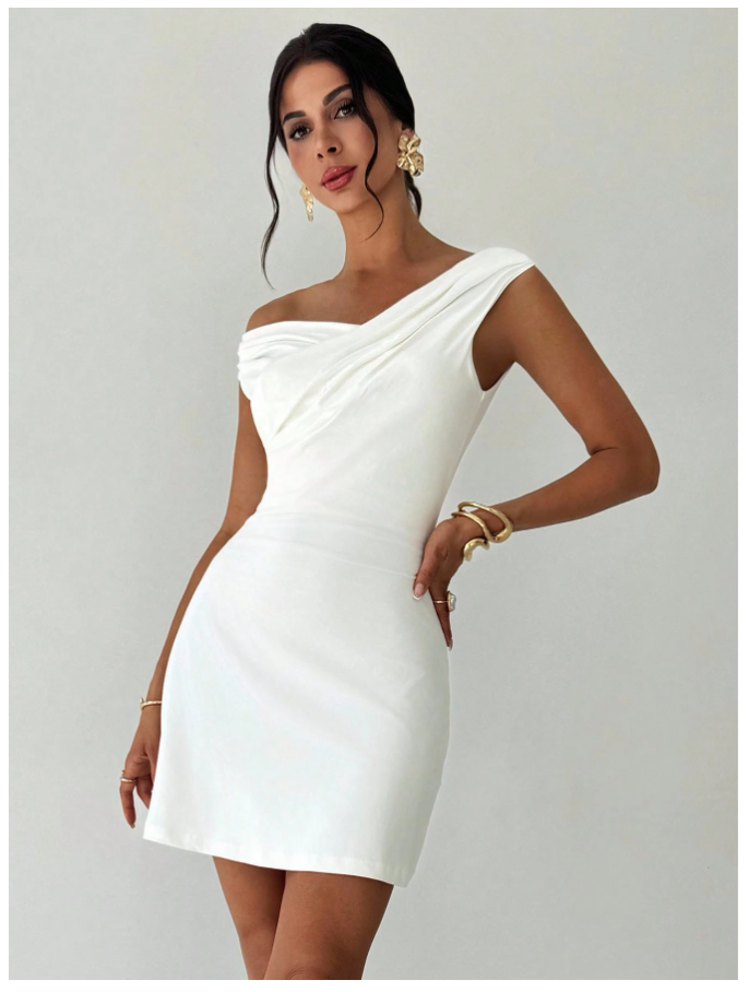 Vestido blanco cruzado en pecho - 5460
