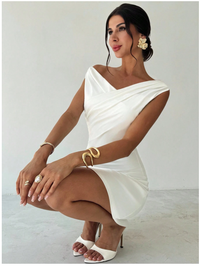 Vestido blanco cruzado en pecho - 5460