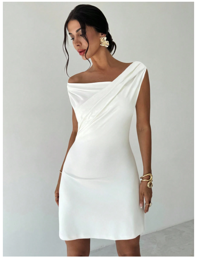 Vestido blanco cruzado en pecho - 5460