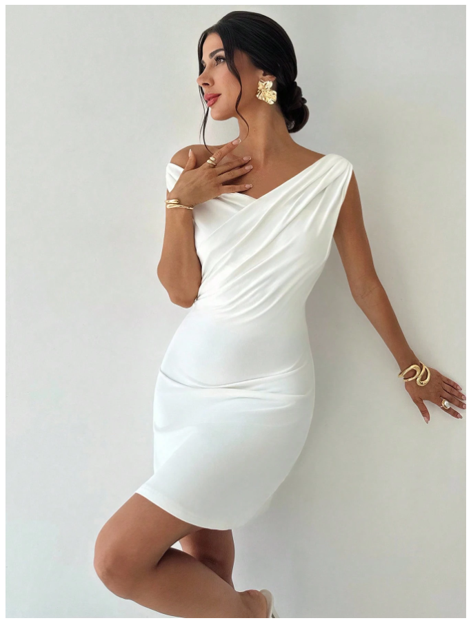 Vestido blanco cruzado en pecho - 5460