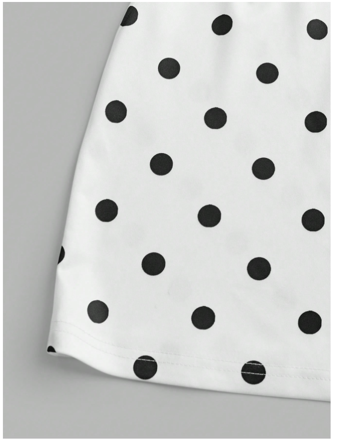 Vestido blanco con lunares un hombro con tira - 5524