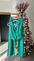 Set verde pantalón & vest botones frontales - 5606VE
